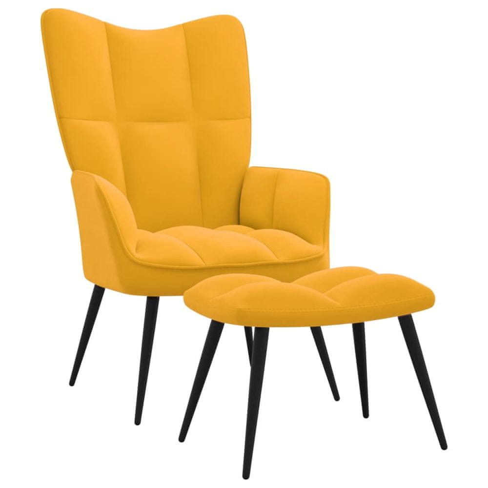 Vidaxl Relaxačné kreslo s podnožkou horčicovo-žlté zamat